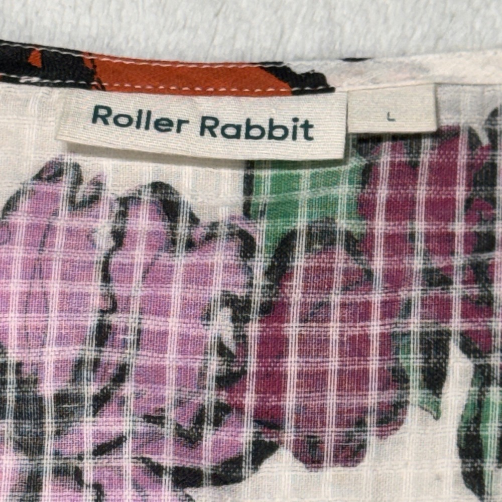 Roller Rabbit Women Floral Button Front Maxi Dress Long Sleeve White Multi Large - Picture 3 of 8
